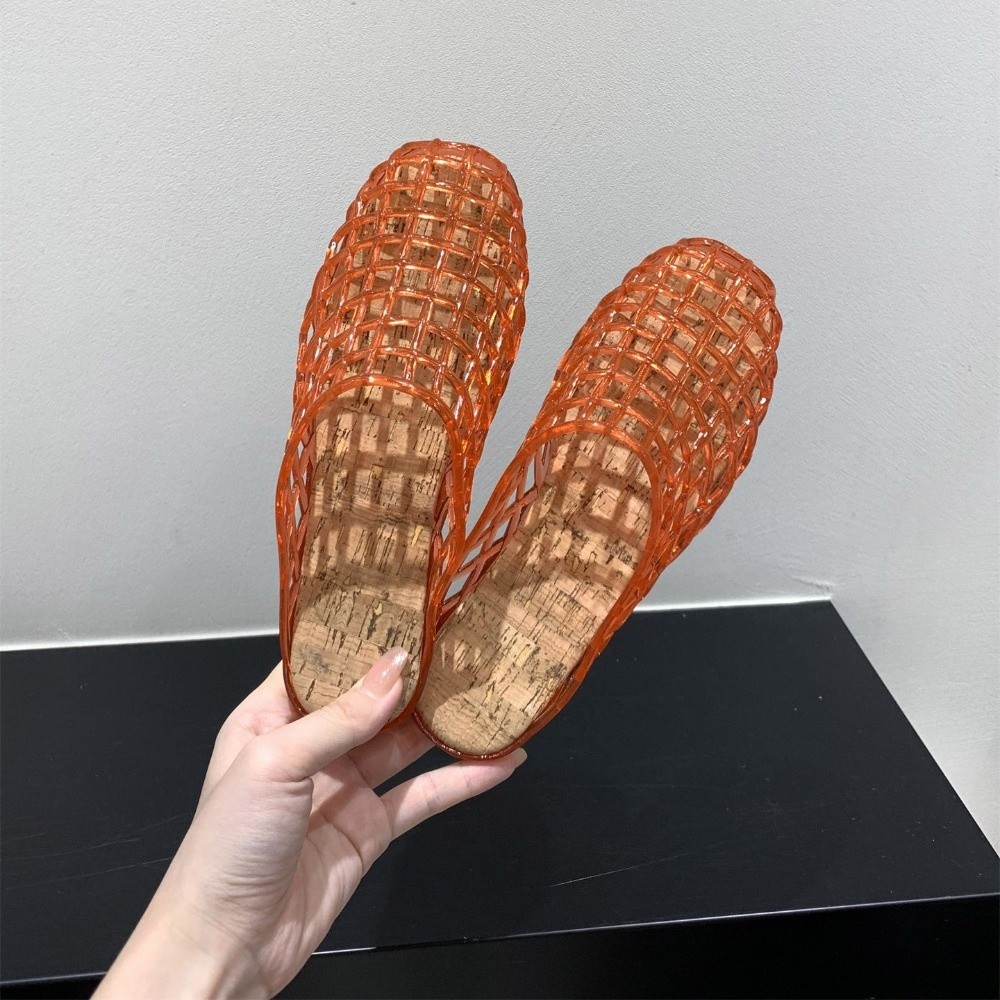 Round Toe PVC Crystal Slippers - đánh giá và giá Fishing Net